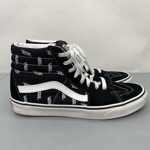 Vans Sk8-Hi Allover Logo Sneakers Shoes Skating Athletic Suede Black Mens 9.5